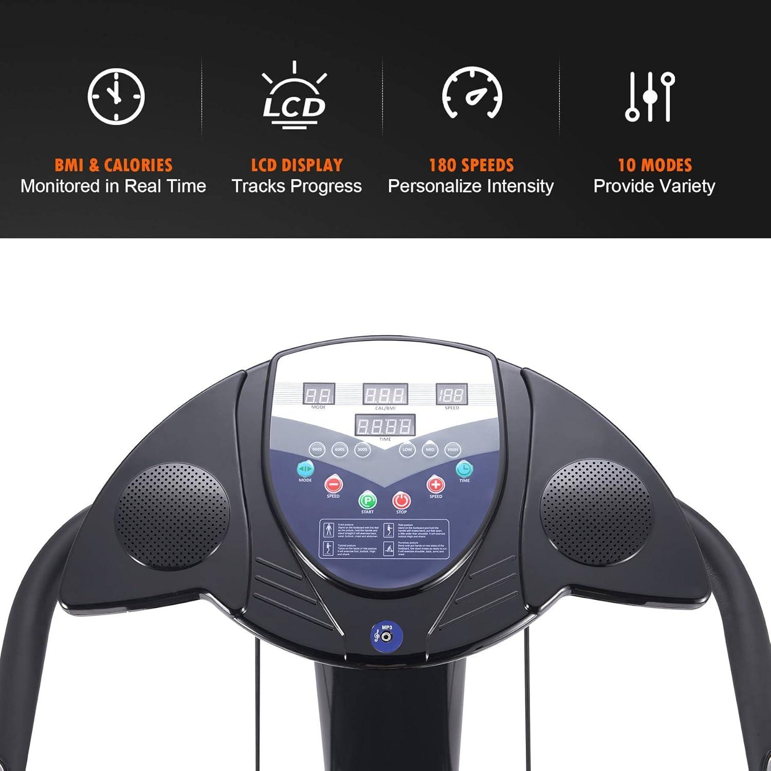 image2000W Whole Body Vibration Platform Exercise Machine with MP3 Player 180 Speed Levels Platform