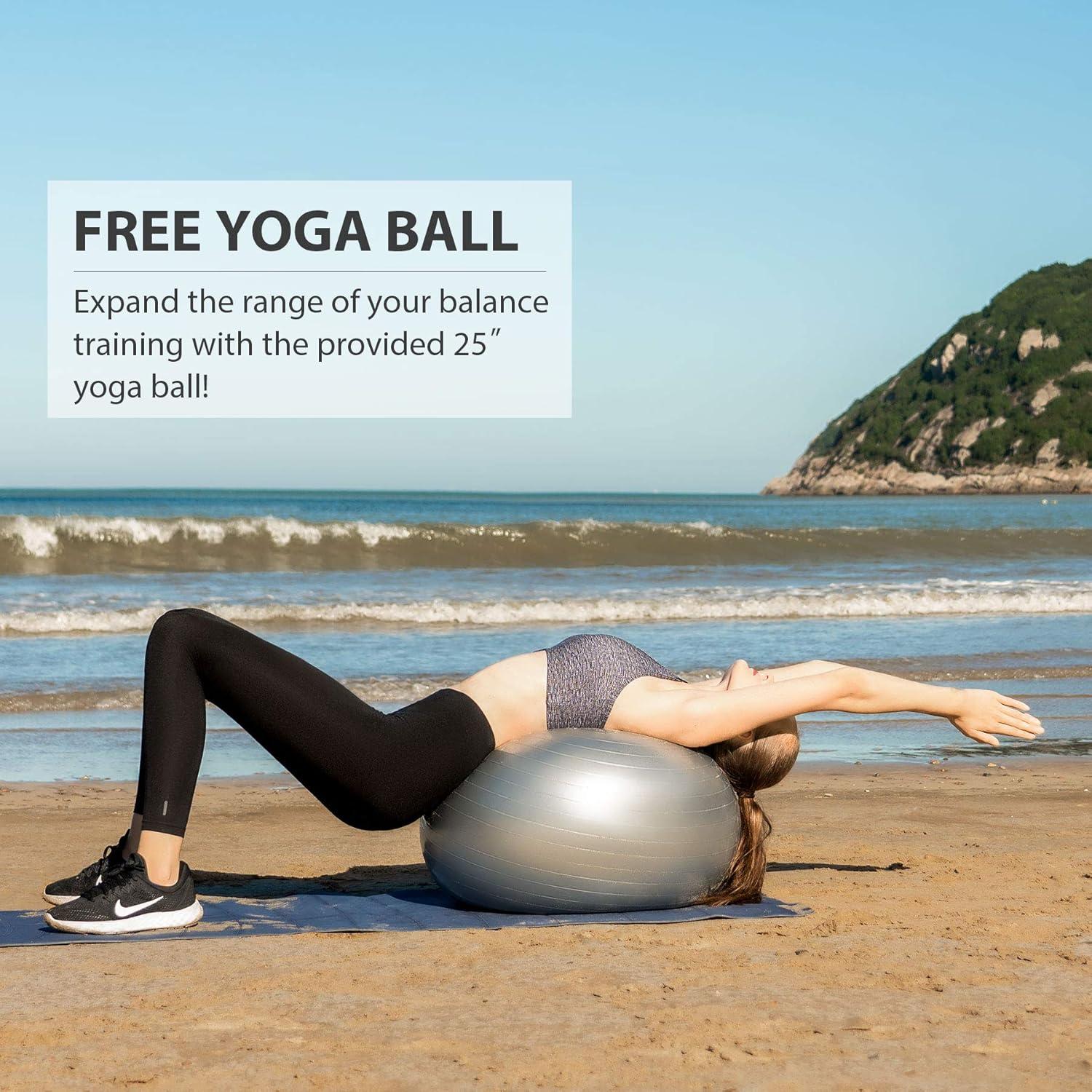 imageZELUS 25in Balance Ball  660lb Inflatable Half Exercise Ball Wobble Board Balance Trainer w Nonslip Base  Half Yoga Ball Strength Training Equipment w 2 Bands Pump Extra Ball IncludedBlack