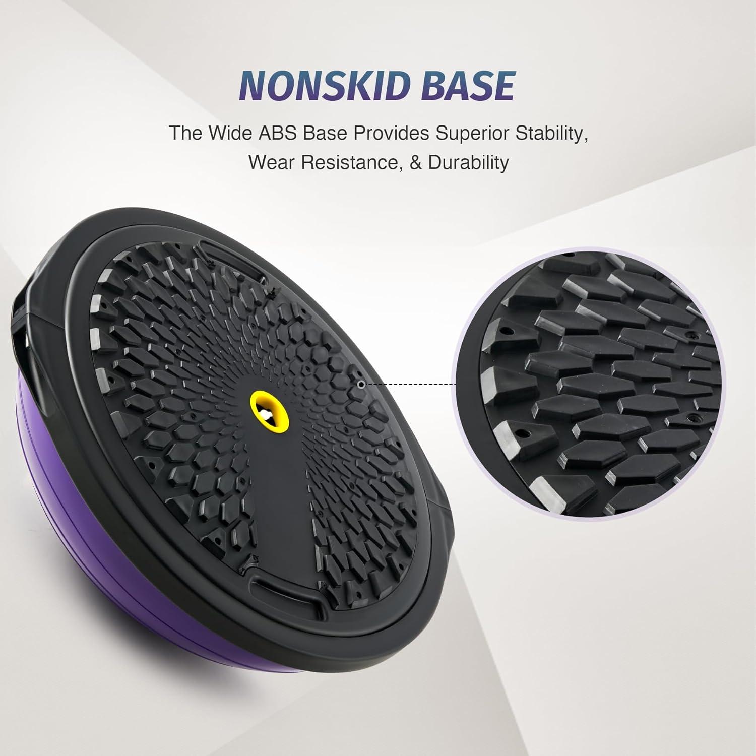 imageZELUS 25in Balance Ball  660lb Inflatable Half Exercise Ball Wobble Board Balance Trainer w Nonslip Base  Half Yoga Ball Strength Training Equipment w 2 Bands Pump Extra Ball IncludedPurple