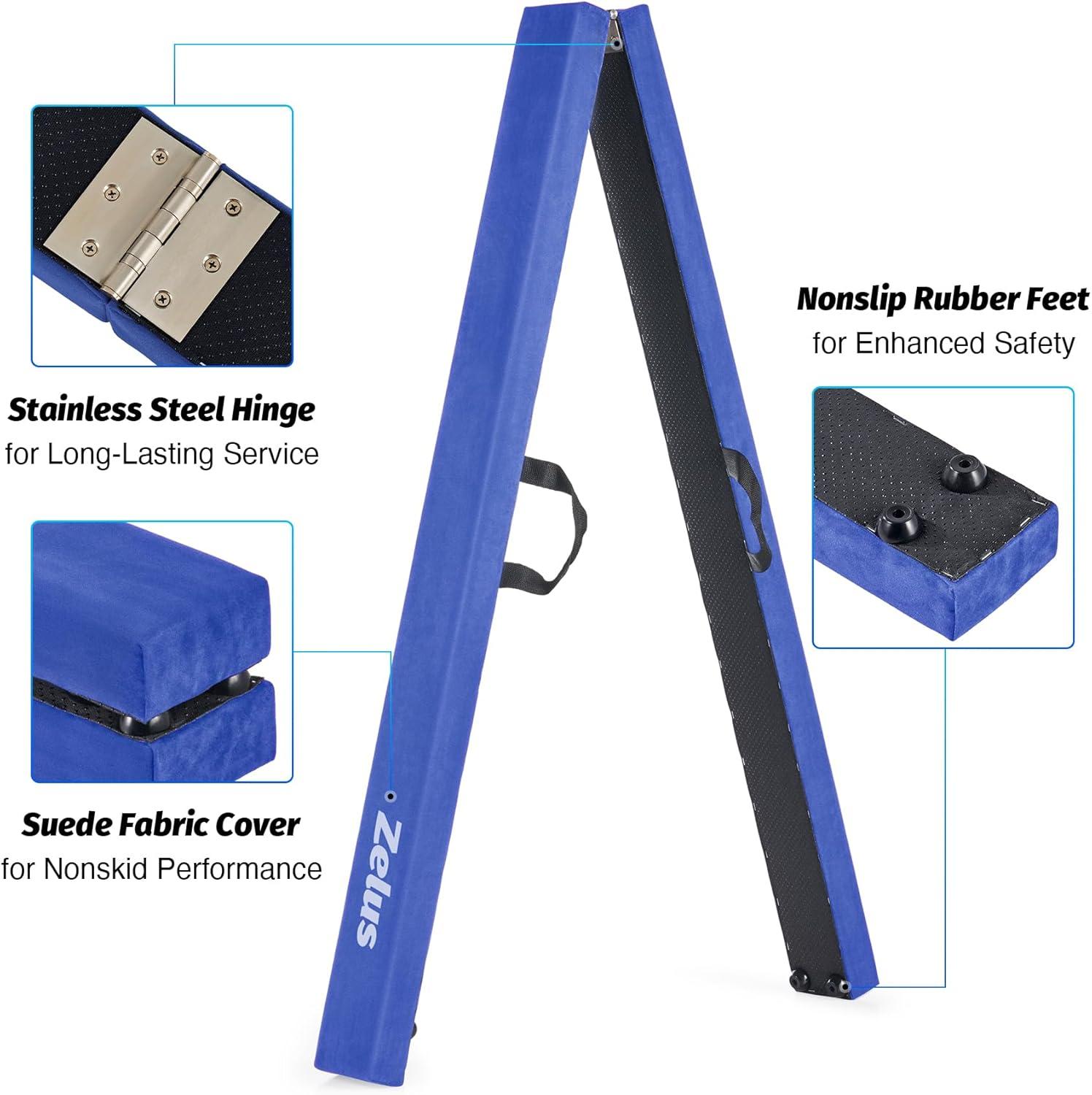 imageZELUS 8 Folding Gymnastics Balance Beam Floor Balance Beam wCarry Handles AntiSlip Base for Kids Beginners ampamp Professional GymnastsBlue