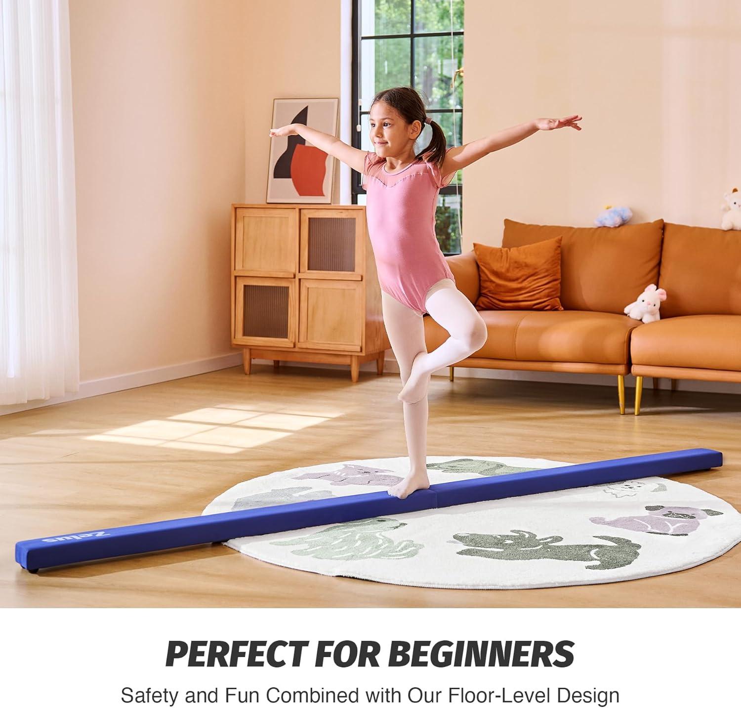 imageZELUS 8 Folding Gymnastics Balance Beam Floor Balance Beam wCarry Handles AntiSlip Base for Kids Beginners ampamp Professional GymnastsBlue