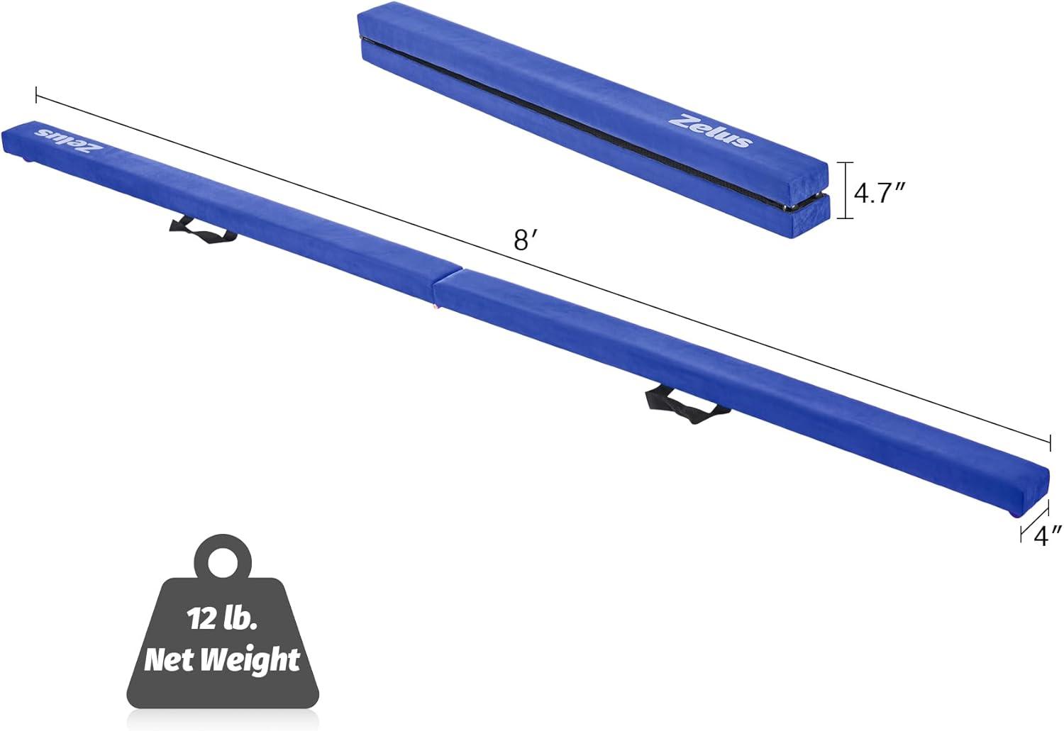 imageZELUS 8 Folding Gymnastics Balance Beam Floor Balance Beam wCarry Handles AntiSlip Base for Kids Beginners ampamp Professional GymnastsBlue