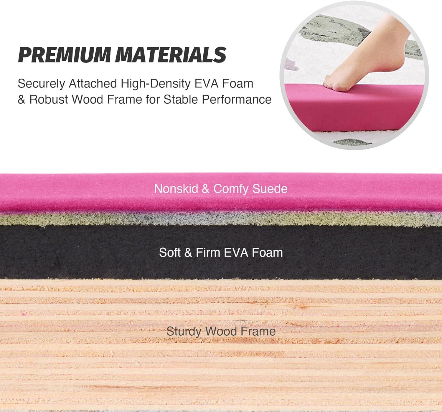 imageZELUS 8 Folding Gymnastics Balance Beam Floor Balance Beam wCarry Handles AntiSlip Base for Kids Beginners ampamp Professional GymnastsPink