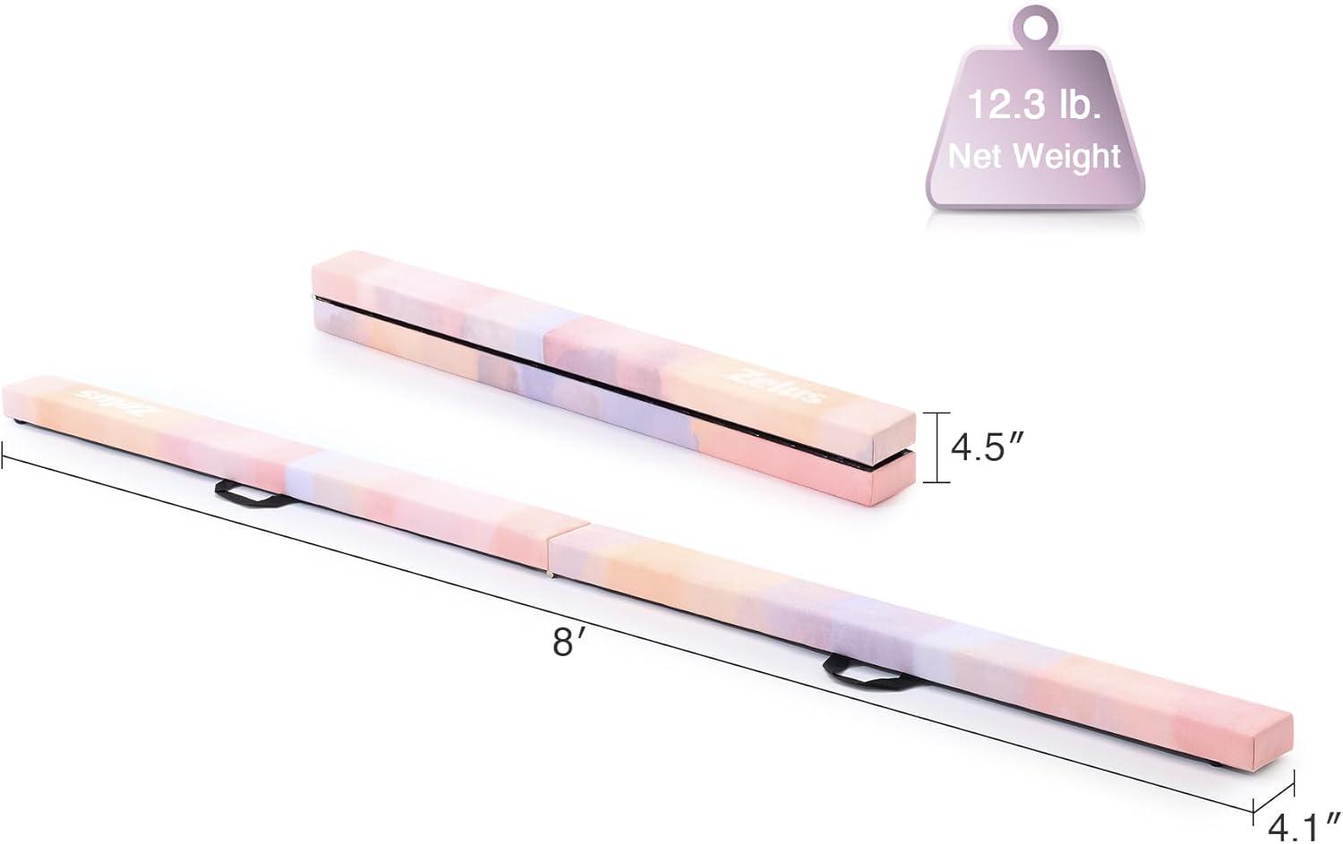 imageZELUS 8 Folding Gymnastics Balance Beam Floor Balance Beam wCarry Handles AntiSlip Base for Kids Beginners ampamp Professional GymnastsPinkPurple