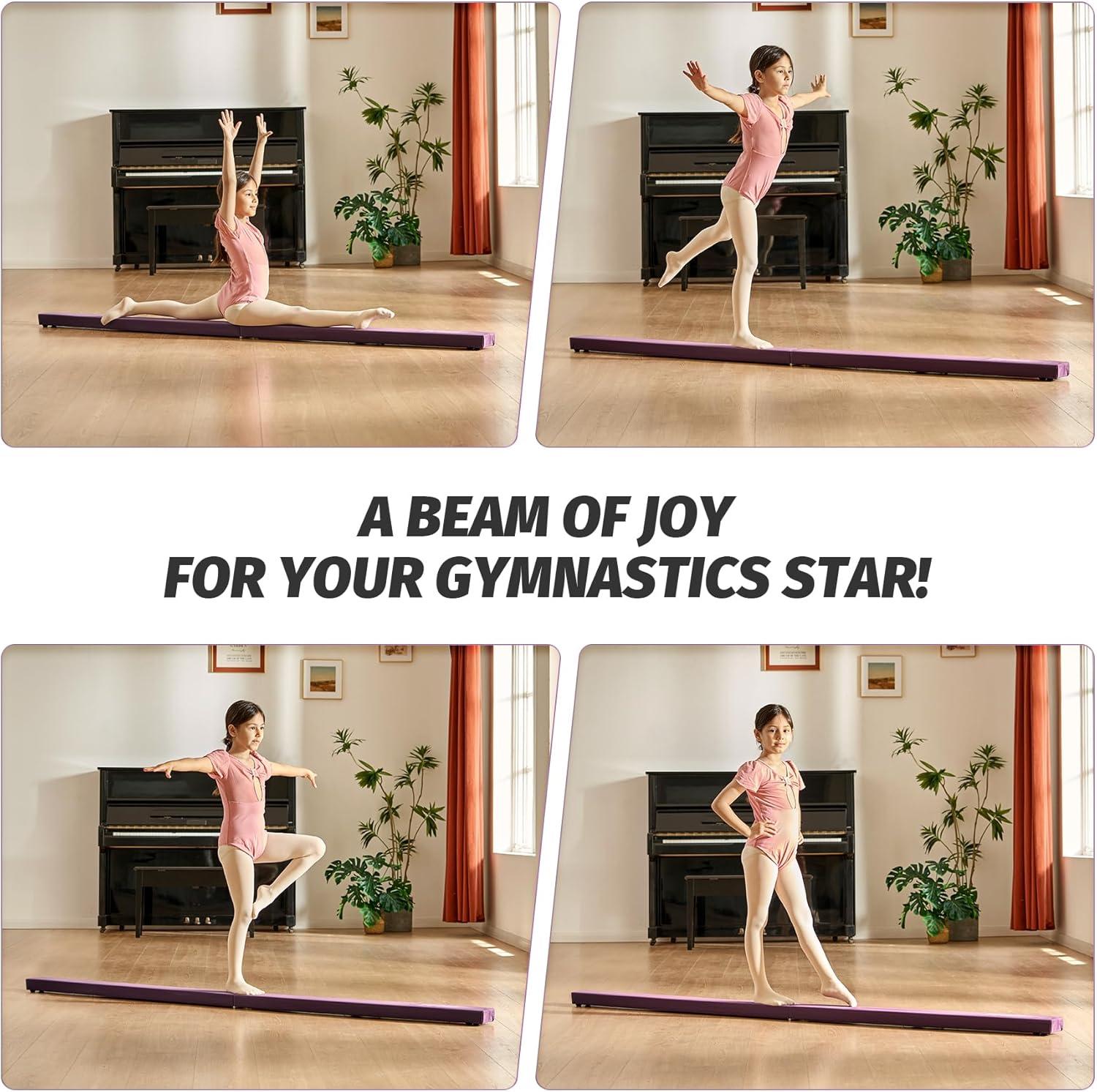 imageZELUS 8 Folding Gymnastics Balance Beam Floor Balance Beam wCarry Handles AntiSlip Base for Kids Beginners ampamp Professional GymnastsPurple