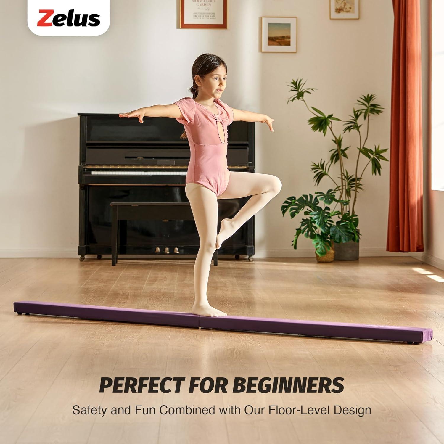 imageZELUS 8 Folding Gymnastics Balance Beam Floor Balance Beam wCarry Handles AntiSlip Base for Kids Beginners ampamp Professional GymnastsPurple