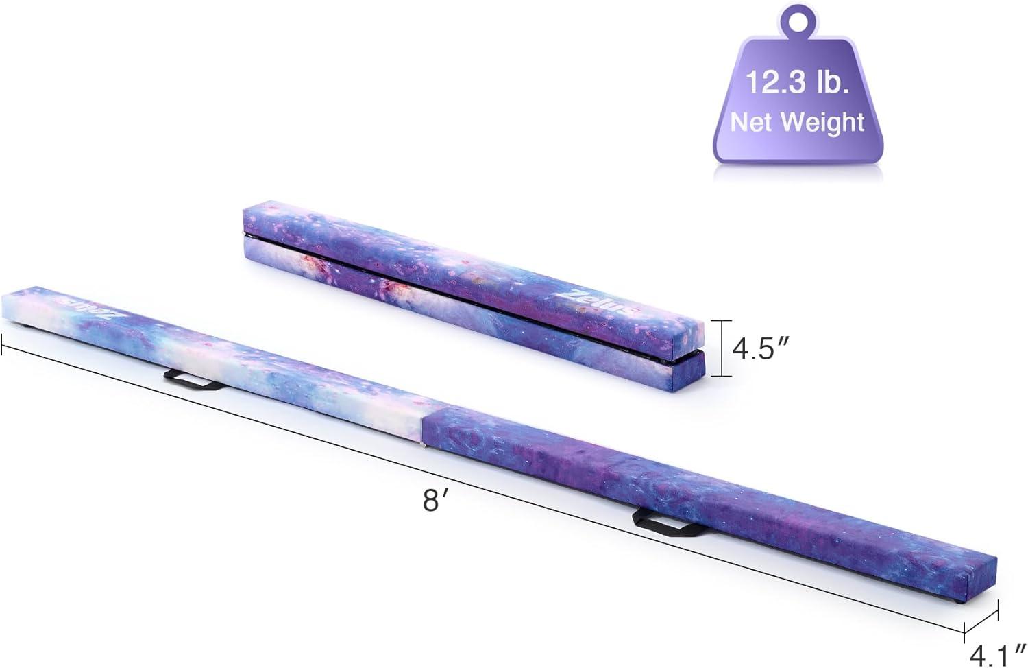 imageZELUS 8 Folding Gymnastics Balance Beam Floor Balance Beam wCarry Handles AntiSlip Base for Kids Beginners ampamp Professional GymnastsStar