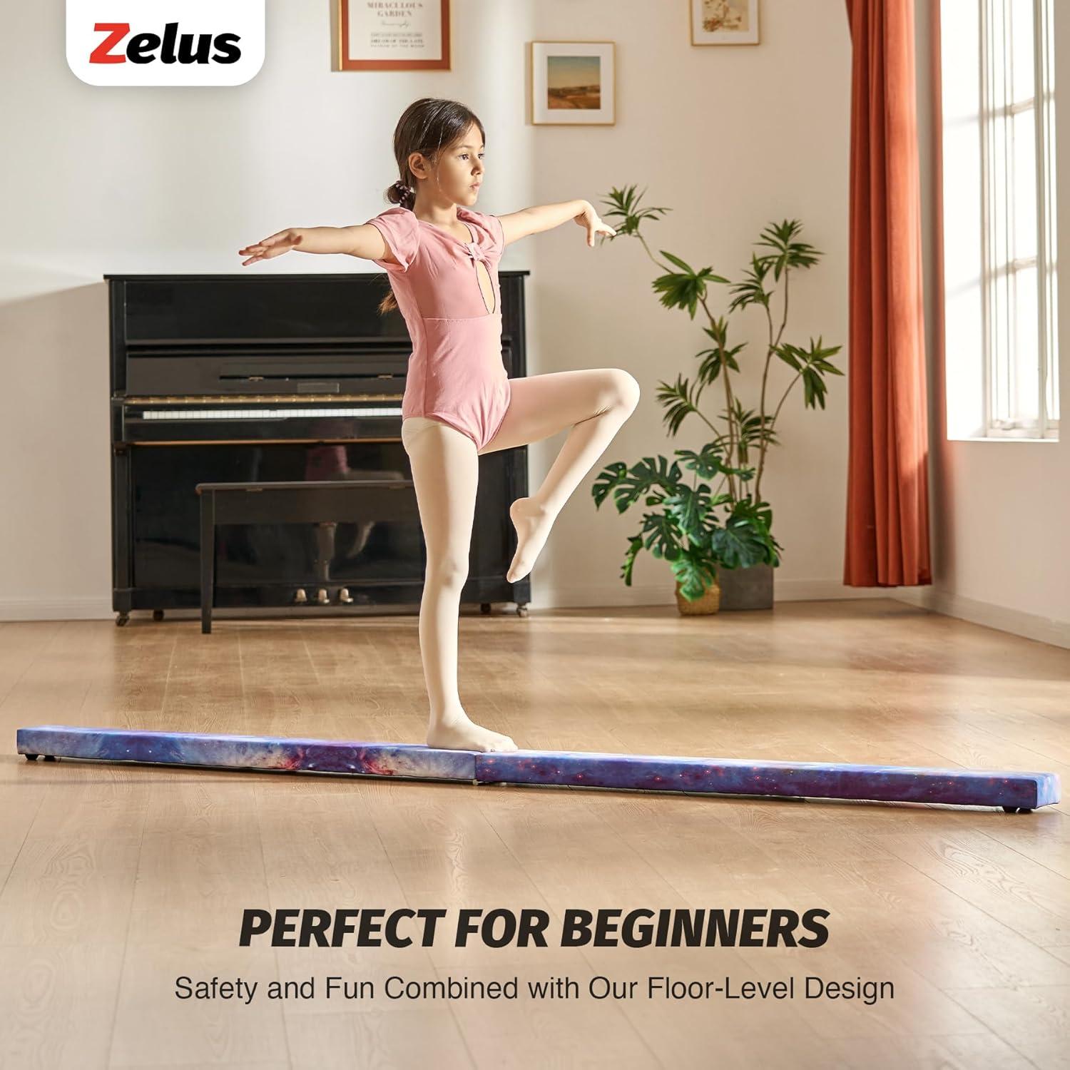 imageZELUS 8 Folding Gymnastics Balance Beam Floor Balance Beam wCarry Handles AntiSlip Base for Kids Beginners ampamp Professional GymnastsStar