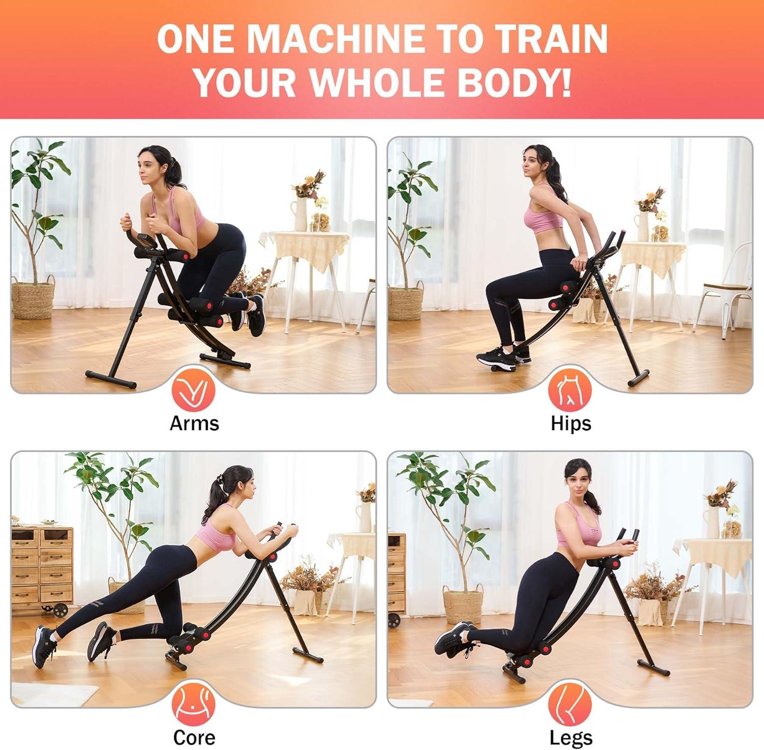 imageZELUS Ab Machine for Home Gym Core Strength Training Equipment for Home Fitness Ab Crunch Coaster with 4 Intensities and Digital Display Foldable Core Trainer for AbdominalAb Machine