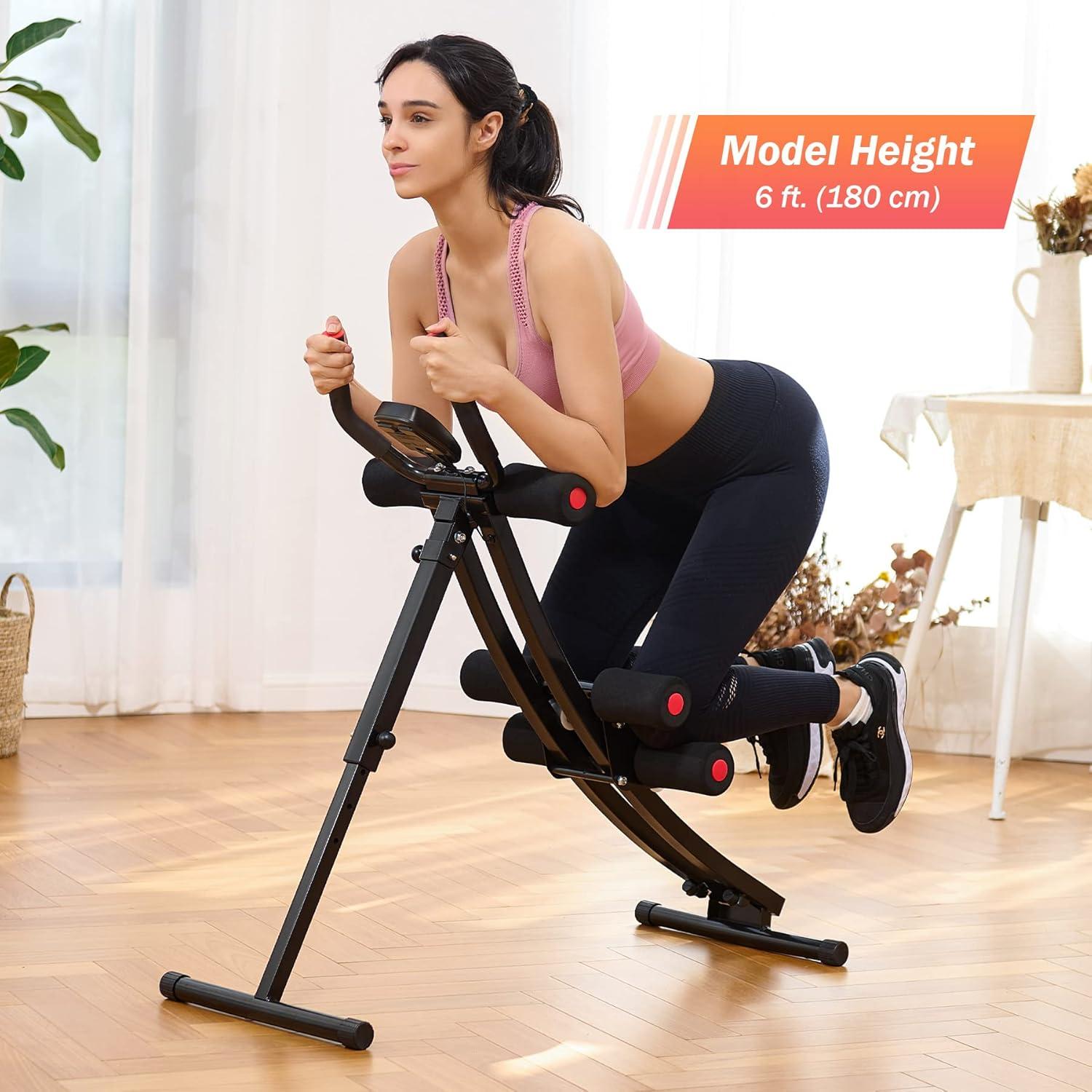 imageZELUS Ab Machine for Home Gym Core Strength Training Equipment for Home Fitness Ab Crunch Coaster with 4 Intensities and Digital Display Foldable Core Trainer for AbdominalAb Machine