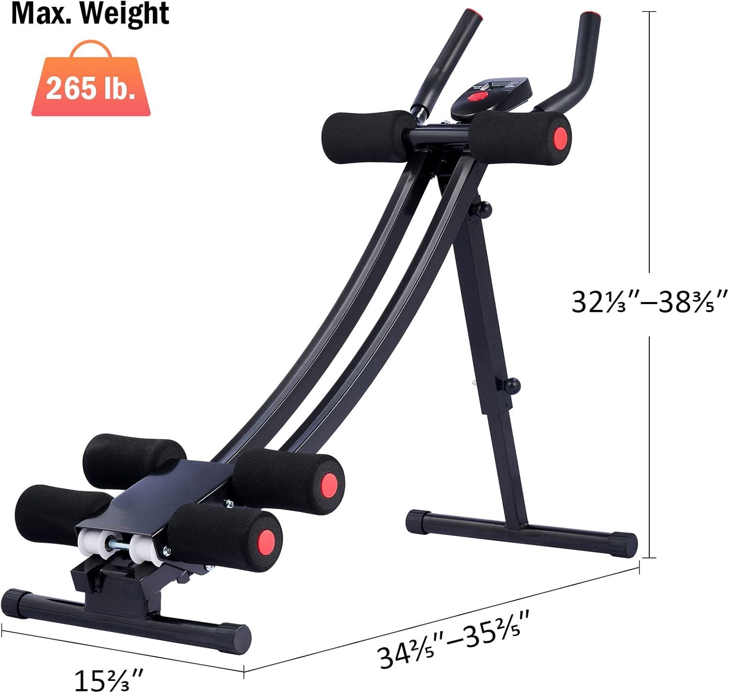 imageZELUS Ab Machine for Home Gym Core Strength Training Equipment for Home Fitness Ab Crunch Coaster with 4 Intensities and Digital Display Foldable Core Trainer for AbdominalAb Machine