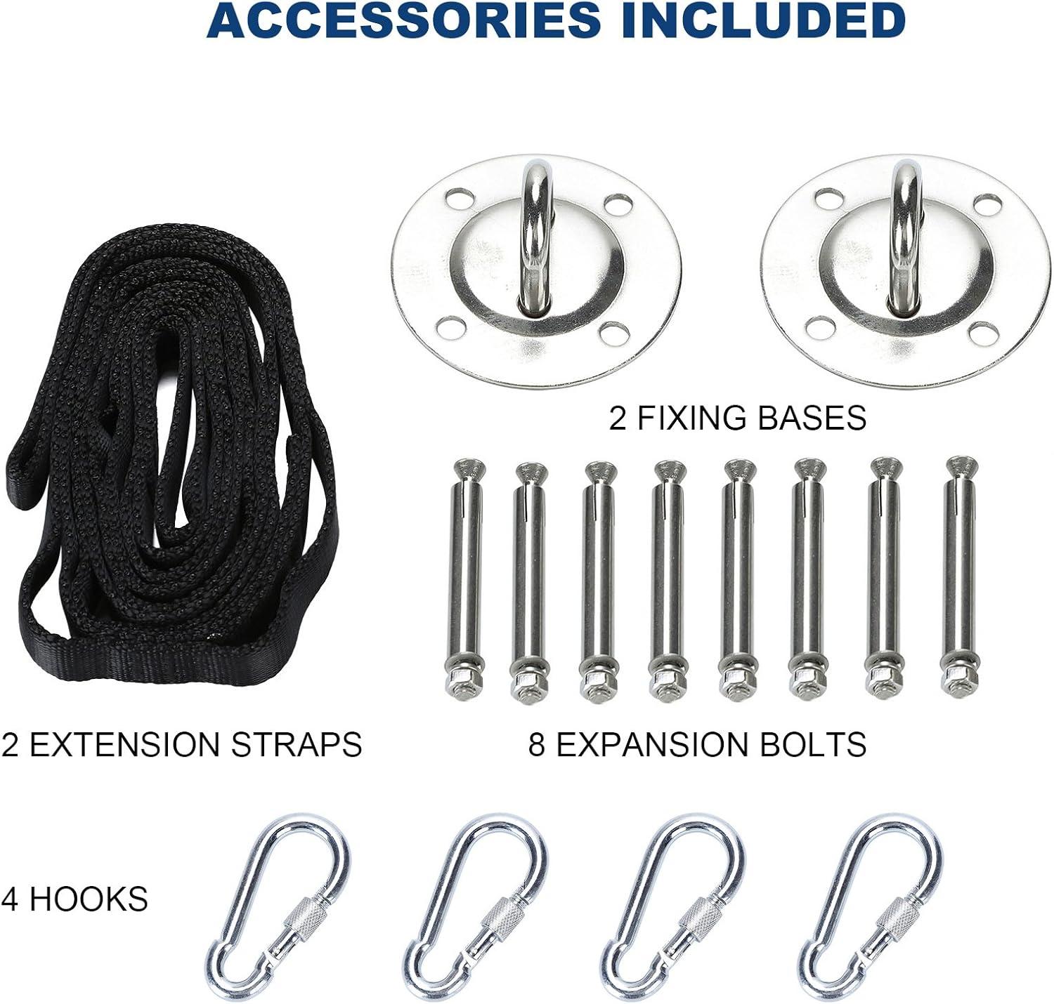 imageZELUS Aerial Yoga Swing Sling Strong Yoga Hammock Kit Set Trapeze Inversion Equipment Include 2 Extensions Straps and Ceiling Mounting KitBlack