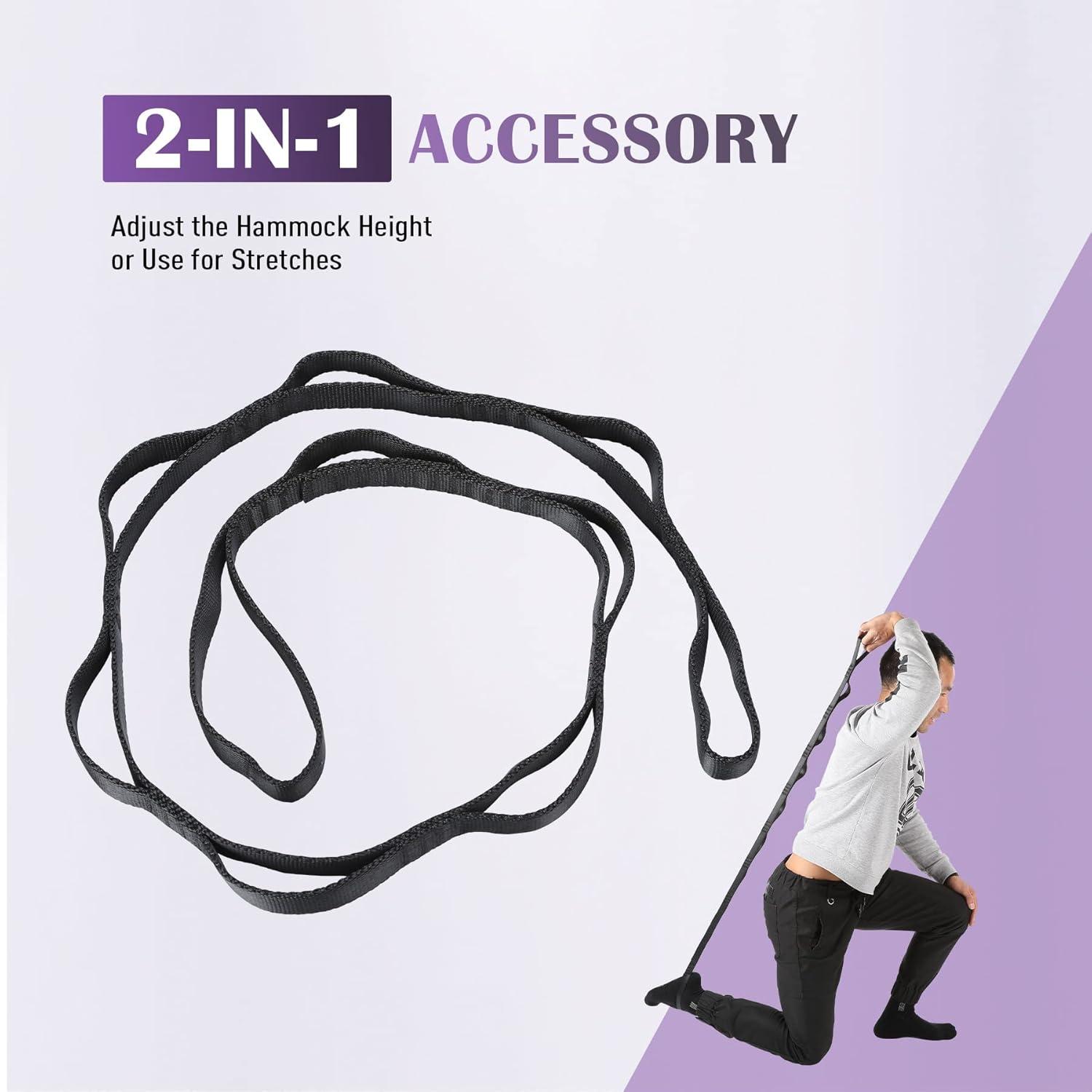 imageZELUS Aerial Yoga Swing Sling Strong Yoga Hammock Kit Set Trapeze Inversion Equipment Include 2 Extensions Straps and Ceiling Mounting KitPurple and White