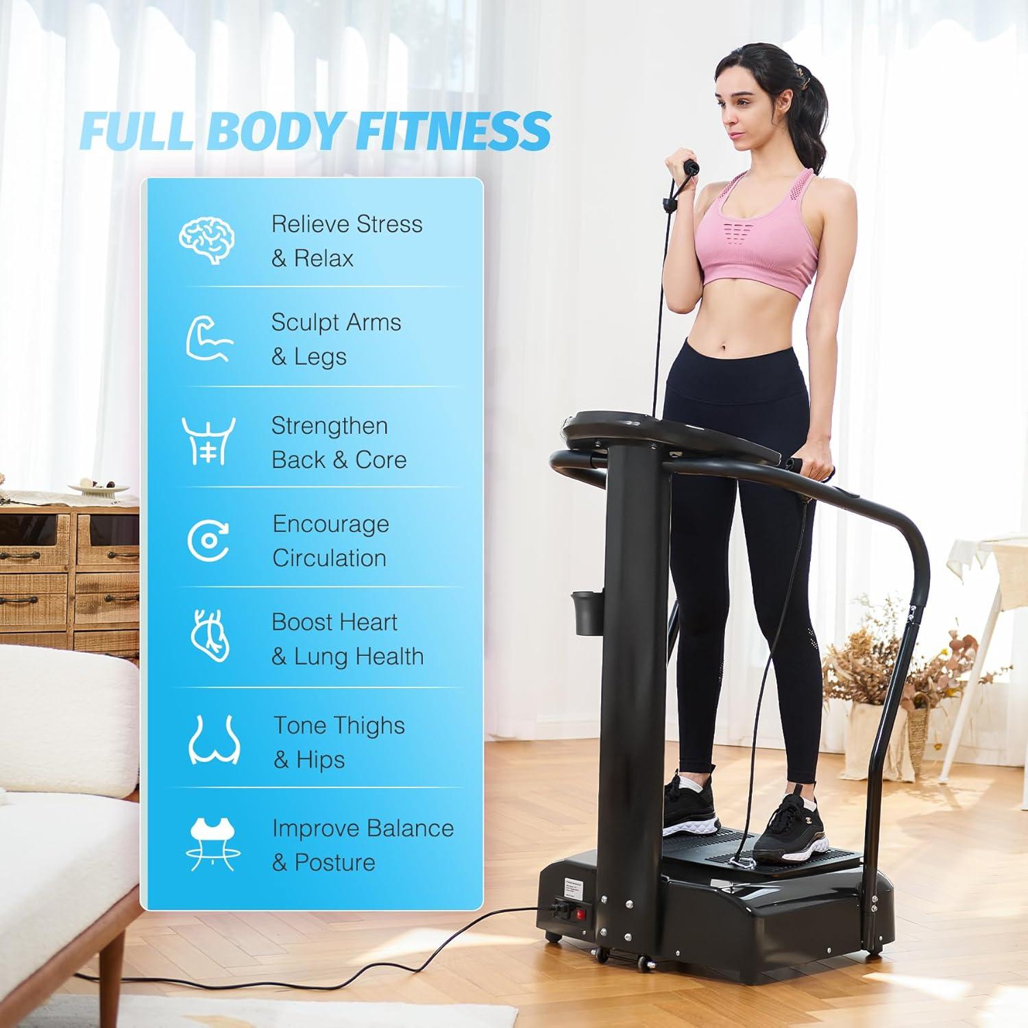 imageZELUS Whole Body Vibration Plate 500W Vibration Plate Exercise Machine with 99 Levels 3 Preset Modes ampamp 2 Resistance Bands Training Fitness Vibration Platform Machine for Home Gym with 330lb Capacity