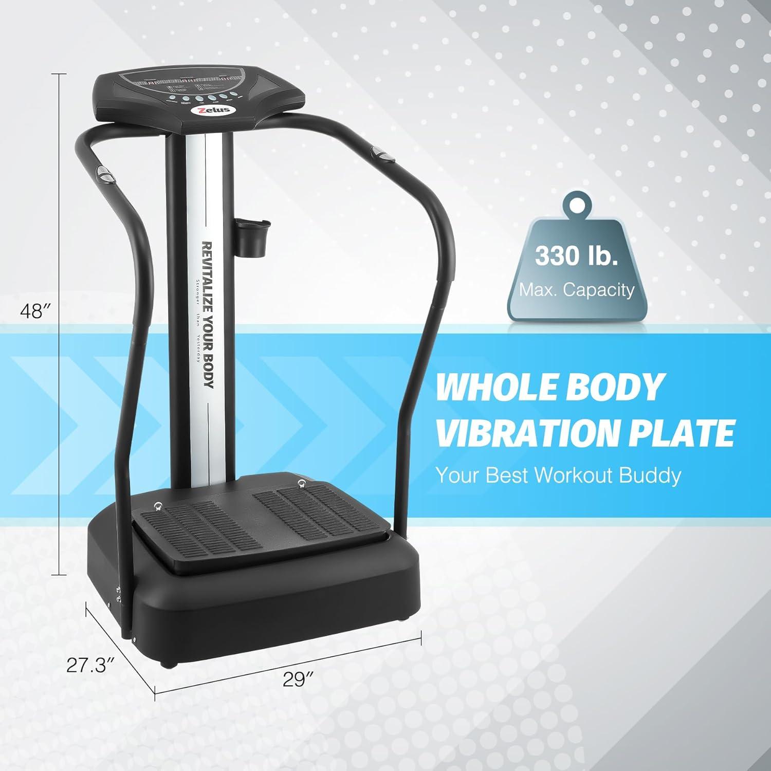 imageZELUS Whole Body Vibration Plate 500W Vibration Plate Exercise Machine with 99 Levels 3 Preset Modes ampamp 2 Resistance Bands Training Fitness Vibration Platform Machine for Home Gym with 330lb Capacity