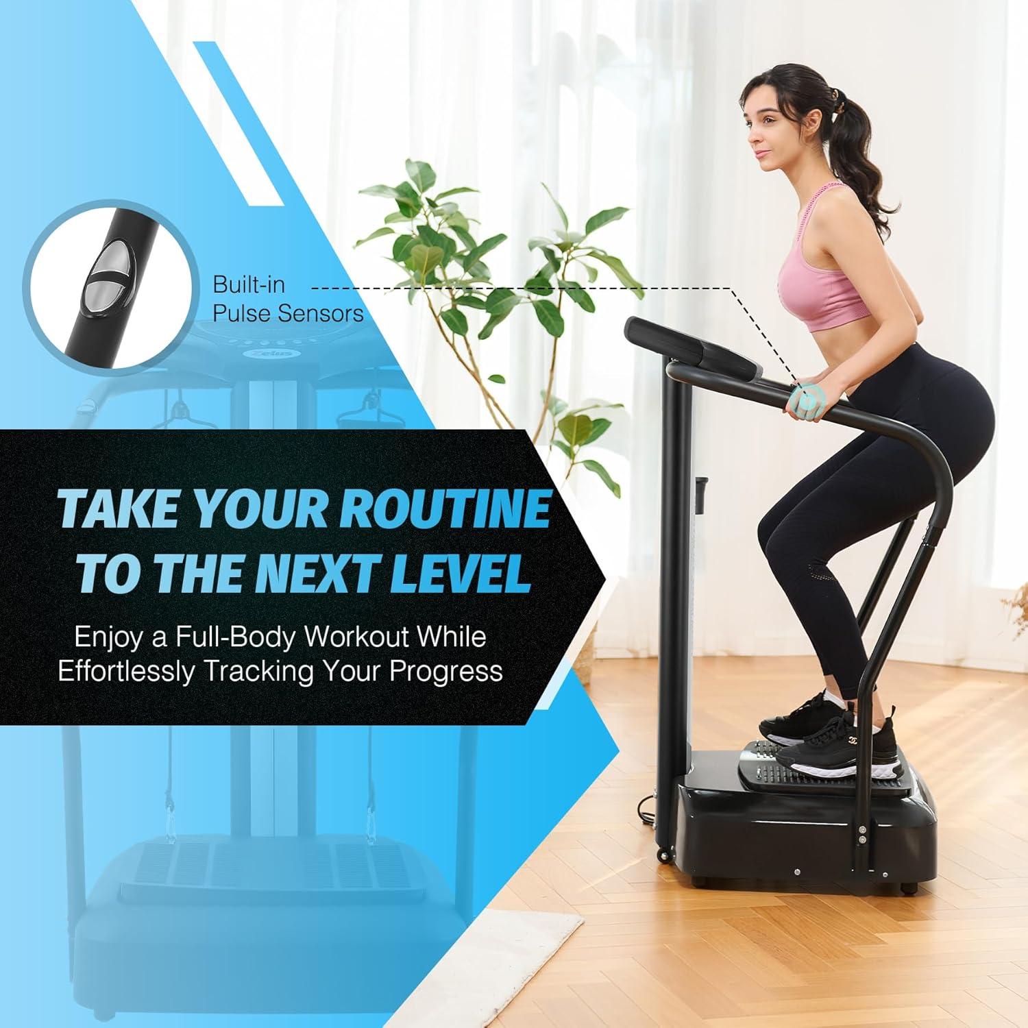 imageZELUS Whole Body Vibration Plate 500W Vibration Plate Exercise Machine with 99 Levels 3 Preset Modes ampamp 2 Resistance Bands Training Fitness Vibration Platform Machine for Home Gym with 330lb Capacity