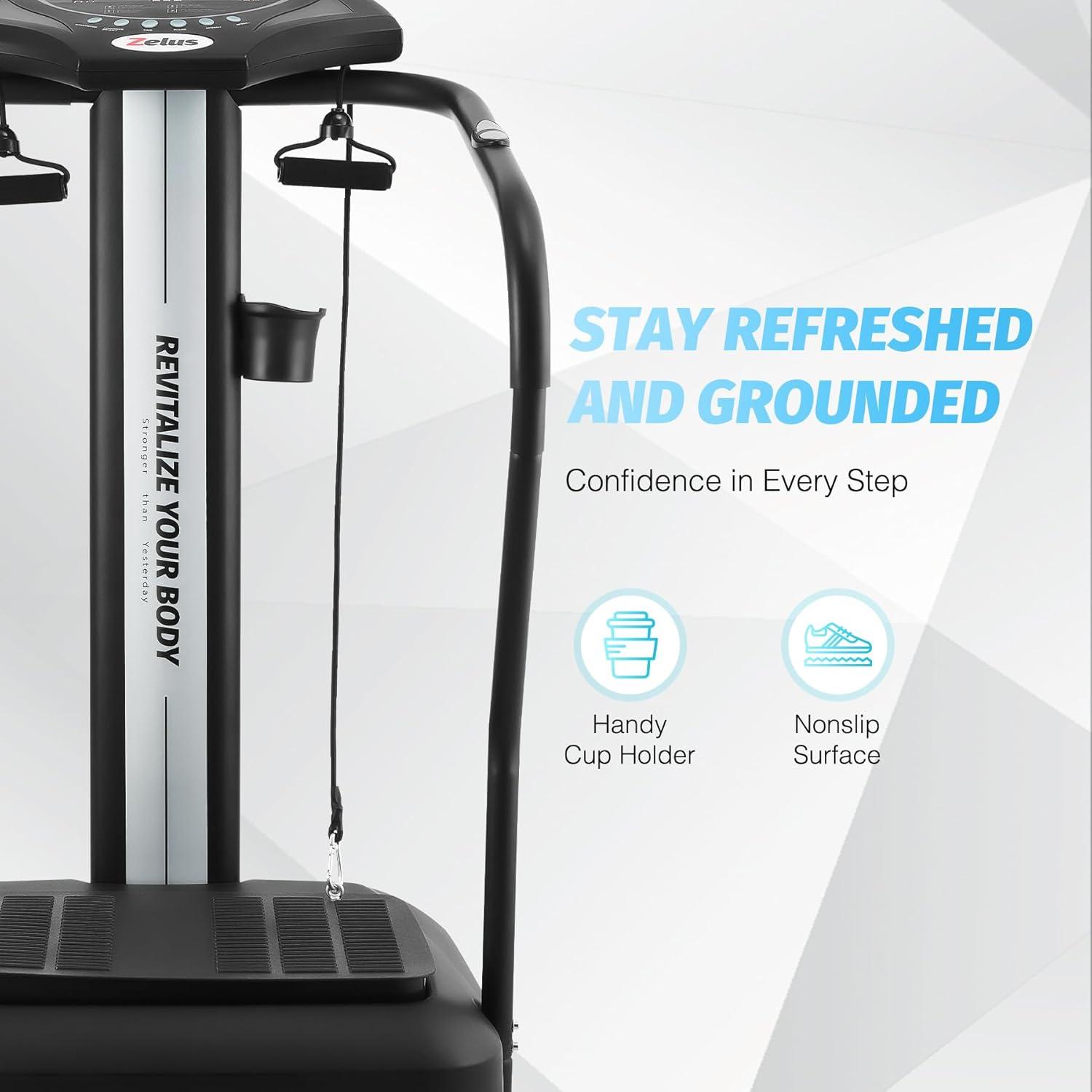 imageZELUS Whole Body Vibration Plate 500W Vibration Plate Exercise Machine with 99 Levels 3 Preset Modes ampamp 2 Resistance Bands Training Fitness Vibration Platform Machine for Home Gym with 330lb Capacity