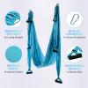 imageZELUS Aerial Yoga Swing Sling Strong Yoga Hammock Kit Set Trapeze Inversion Equipment Include 2 Extensions Straps and Ceiling Mounting KitBlue