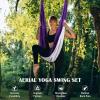imageZELUS Aerial Yoga Swing Sling Strong Yoga Hammock Kit Set Trapeze Inversion Equipment Include 2 Extensions Straps and Ceiling Mounting KitPurple and White