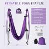imageZELUS Aerial Yoga Swing Sling Strong Yoga Hammock Kit Set Trapeze Inversion Equipment Include 2 Extensions Straps and Ceiling Mounting KitPurple and White