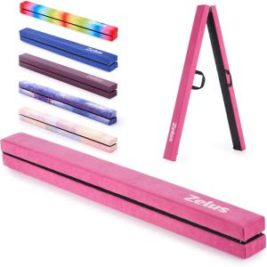 imageZELUS 8 Folding Gymnastics Balance Beam Floor Balance Beam wCarry Handles AntiSlip Base for Kids Beginners ampamp Professional GymnastsPink