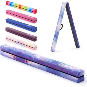 imageZELUS 8 Folding Gymnastics Balance Beam Floor Balance Beam wCarry Handles AntiSlip Base for Kids Beginners ampamp Professional GymnastsStar