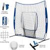 image77 Baseball Net with Tee Kit Portable Baseball Net for Hitting and Pitching Softball Net with Tee Carry Bag ampamp Weighted BaseballBlue