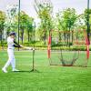 image77 Baseball Net with Tee Kit Portable Baseball Net for Hitting and Pitching Softball Net with Tee Carry Bag ampamp Weighted BaseballRed 1