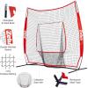 image77 Baseball Net with Tee Kit Portable Baseball Net for Hitting and Pitching Softball Net with Tee Carry Bag ampamp Weighted BaseballRed 1
