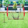image77 Baseball Net with Tee Kit Portable Baseball Net for Hitting and Pitching Softball Net with Tee Carry Bag ampamp Weighted BaseballRed 1