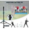 imageZELUS 7x7 ft Baseball Hitting and Pitching Net with Batting Tee 2 Strike Zone Large Ball Collection System Portable Softball Net with Carry Bag for All Skill LevelsRed