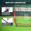 imageZELUS 7x7 ft Baseball Hitting and Pitching Net with Batting Tee 2 Strike Zone Large Ball Collection System Portable Softball Net with Carry Bag for All Skill LevelsRed