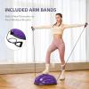 imageZELUS Balance Ball Trainer with Resistance Bands and Foot Pump Inflatable Yoga Ball for Home Gym Workouts 23 Inch Exercise Half Ball for Balance Training Core Strength Fitness More 330lb CapPurple