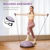 imageZELUS Balance Ball Trainer with Resistance Bands and Foot Pump Inflatable Yoga Ball for Home Gym Workouts 23 Inch Exercise Half Ball for Balance Training Core Strength Fitness More 330lb CapLilac