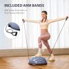 imageZELUS Balance Ball Trainer with Resistance Bands and Foot Pump Inflatable Yoga Ball for Home Gym Workouts 23 Inch Exercise Half Ball for Balance Training Core Strength Fitness More 330lb CapDutch blue