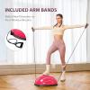 imageZELUS Balance Ball Trainer with Resistance Bands and Foot Pump Inflatable Yoga Ball for Home Gym Workouts 23 Inch Exercise Half Ball for Balance Training Core Strength Fitness More 330lb CapPink