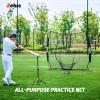 imageZELUS Baseball Net 7 ft x7 ft Softball Hitting ampamp Pitching with Carry Bag Ground Stakes Portable Backstop ampamp Bow Frame Training Equipment for All AgesBlack1