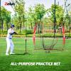 imageZELUS Baseball Net 7 ft x7 ft Softball Hitting ampamp Pitching with Carry Bag Ground Stakes Portable Backstop ampamp Bow Frame Training Equipment for All AgesRed1