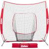 imageZELUS Baseball Net 7 ft x7 ft Softball Hitting ampamp Pitching with Carry Bag Ground Stakes Portable Backstop ampamp Bow Frame Training Equipment for All AgesRed1