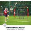 imageZELUS Baseball Net 7 ft x7 ft Softball Hitting ampamp Pitching with Carry Bag Ground Stakes Portable Backstop ampamp Bow Frame Training Equipment for All AgesRED