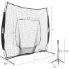 imageZELUS Baseball Net Kit with Baseball Tee and Sock Net 7x7ft Softball Baseball Training Equipment for Hitting and Batting Practice Portable Indoor Outdoor Pitching NetNet and ballBlack