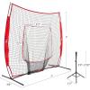 imageZELUS Baseball Net Kit with Baseball Tee and Sock Net 7x7ft Softball Baseball Training Equipment for Hitting and Batting Practice Portable Indoor Outdoor Pitching NetNet and ballRed