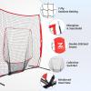 imageZELUS Baseball Net Kit with Baseball Tee and Sock Net 7x7ft Softball Baseball Training Equipment for Hitting and Batting Practice Portable Indoor Outdoor Pitching NetNet and ballRed