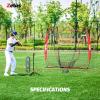 imageZELUS Baseball ampamp Softball Practice Hitting and Pitching Net with Batting Tee Portable Backstop Net with Carry Bag Training Equipment for All AgesRed