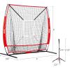 imageZELUS Baseball net and tee 5x5ft 7x7ft Baseball Net for Hitting and Pitching Portable Indoor Outdoor Batting Practice Net with Carry Bag Ball Caddy ampamp Baseballs5X5 Net Tee Red