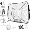 imageZELUS Baseball net and tee 5x5ft 7x7ft Baseball Net for Hitting and Pitching Portable Indoor Outdoor Batting Practice Net with Carry Bag Ball Caddy ampamp Baseballs7x7 Combo Black