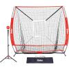 imageZELUS Baseball net and tee 5x5ft 7x7ft Baseball Net for Hitting and Pitching Portable Indoor Outdoor Batting Practice Net with Carry Bag Ball Caddy ampamp Baseballs5X5 Net Tee Red