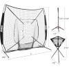 imageZELUS Baseball net and tee 5x5ft 7x7ft Baseball Net for Hitting and Pitching Portable Indoor Outdoor Batting Practice Net with Carry Bag Ball Caddy ampamp Baseballs7x7 Combo Black