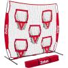 imageZELUS Football Throwing Net Quarterback Training Equipment with 5 Target Pockets Football Practice Throwing Passing Accuracy Trainer with Carry Bag Ground Stakes for Kids AdultsRed
