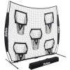 imageZELUS Football Throwing Net Quarterback Training Equipment with 5 Target Pockets Football Practice Throwing Passing Accuracy Trainer with Carry Bag Ground Stakes for Kids AdultsBlack